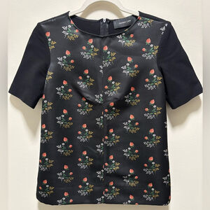 Derek Lam Black Floral Blouse